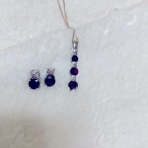Lord & Taylor Garnet/Diamond Silver Set